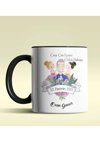 Kişiye Özel Cana Can Katan Canım Babam Temalı Siyah Kupa Bardak