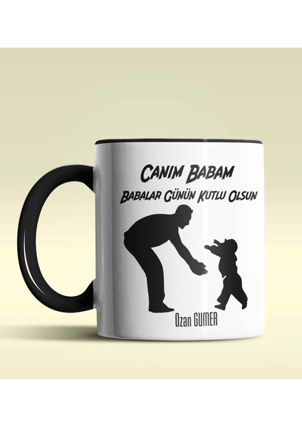 Kişiye Özel Babalar Günün Kutlu Olsun 9 Tema Siyah Kupa Bardak