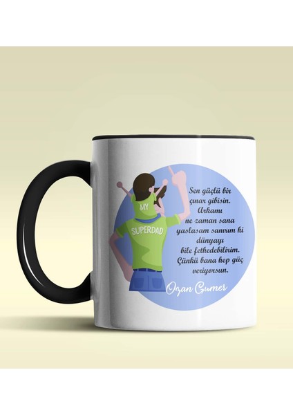 Kişiye Özel Babalar Günü Mesajlı 3 Tasarımlı Siyah Kupa Bardak