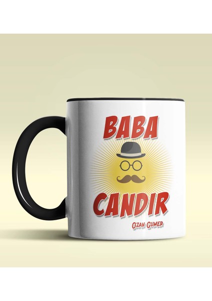 Kişiye Özel Baba Candır Tasarımlı Siyah Kupa Bardak