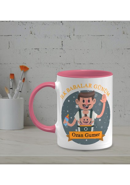 Kişiye Özel Ilk Babalar Günüm Temalı Pembe Renk Kupa