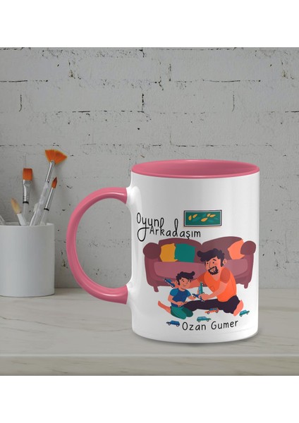 Kişiye Özel Oyun Arkadaşım Temalı Pembe Renk Kupa