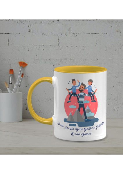 Kişiye Özel Senin Sevgin Beni Göklere Çıkartır Temalı Sarı Renk Kupa