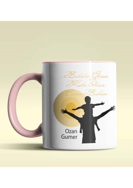 Kişiye Özel Babalar Günün Kutlu Olsun 13 Tema Pembe Kupa Bardak