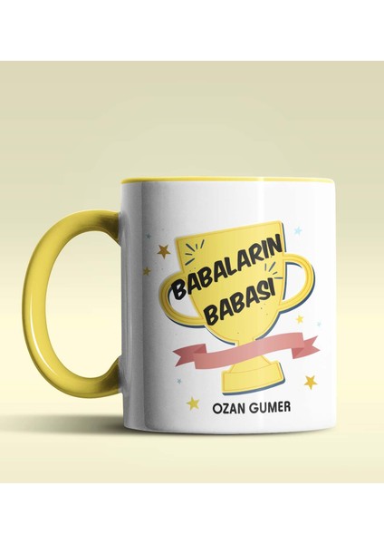 Kişiye Özel Babaların Babası Tasarımlı Sarı Renkli Kupa