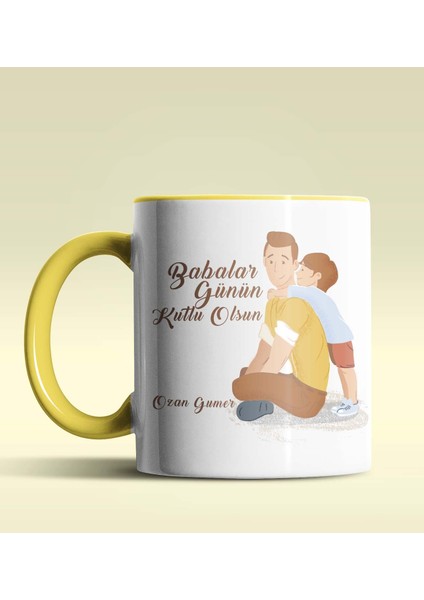 Kişiye Özel Canım Babam Tasarımlı Sarı Renkli Kupa