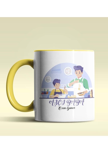 Kişiye Özel Aşçı Baba Tasarımlı Sarı Renkli Kupa