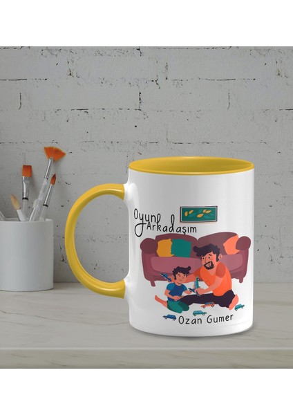 Kişiye Özel Oyun Arkadaşım Temalı Sarı Renk Kupa