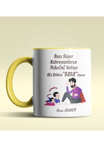 Kişiye Özel Bazı Kahramanların Pelerini Yoktur Tema Sarı Kupa