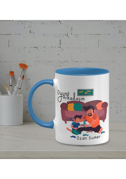 Kişiye Özel Oyun Arkadaşım Temalı Mavi Renk Kupa