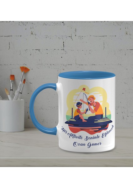 Kişiye Özel Her Aktivite Seninle Eğlenceli Temalı Mavi Renk Kupa