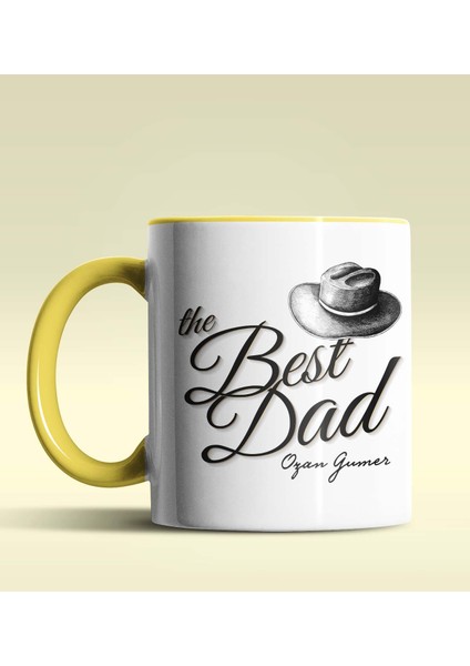 Kişiye Özel The Best Dad Tasarımlı Sarı Kupa Bardak