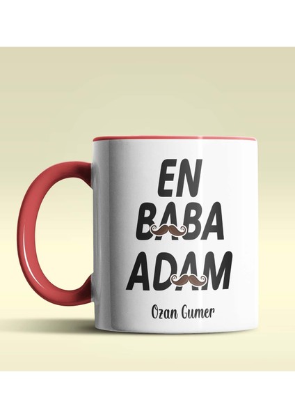 Kişiye Özel En Baba Adam Tasarımlı Kırmızı Kupa Bardak