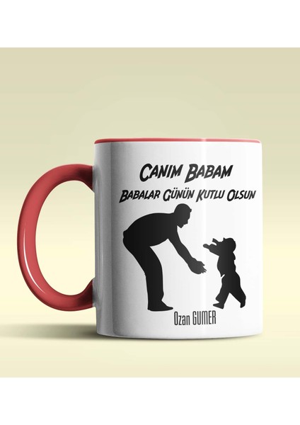Kişiye Özel Babalar Günün Kutlu Olsun 9 Tema Kırmızı Kupa Bardak