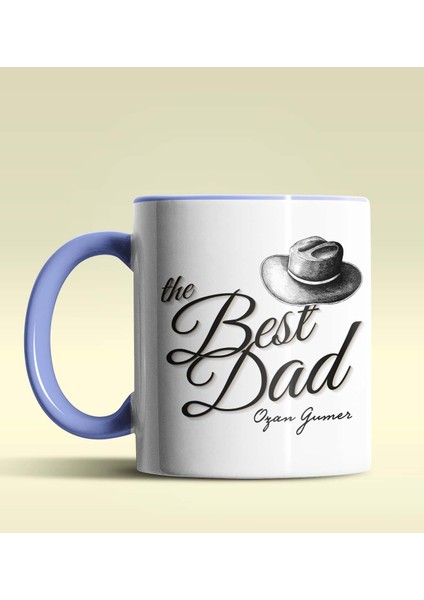 Kişiye Özel The Best Dad Tasarımlı Mavi Kupa Bardak