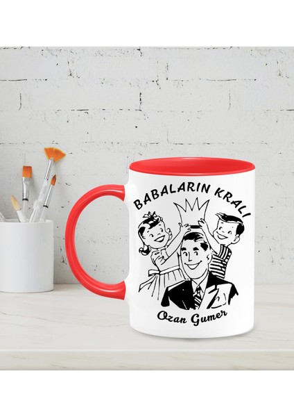 Kişiye Özel Babaların Kralı Tasarımlı Kırmızı Renkli Kupa