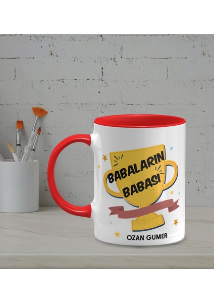Kişiye Özel Babaların Babası Tasarımlı Kırmızı Renkli Kupa
