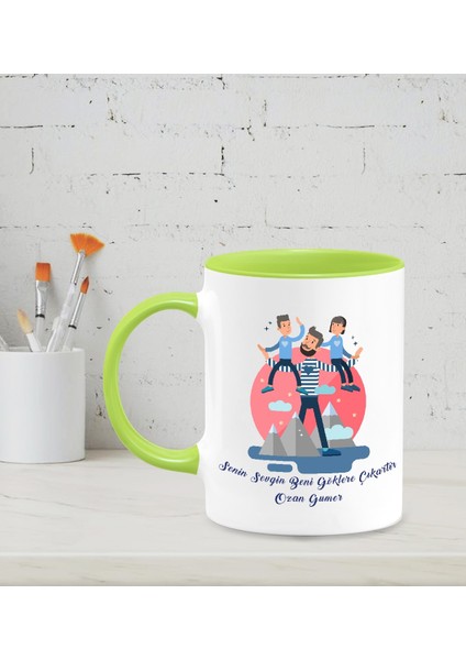 Kişiye Özel Seven Baba Tasarımlı Yeşil Renkli Kupa