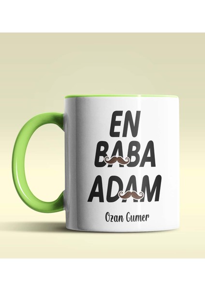 Kişiye Özel En Baba Adam Tasarımlı Yeşil Kupa Bardak