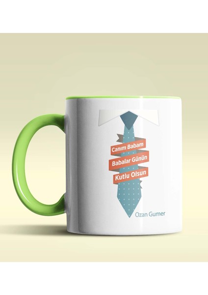 Kişiye Özel Babalar Günün Kutlu Olsun 10 Tema Yeşil Kupa Bardak