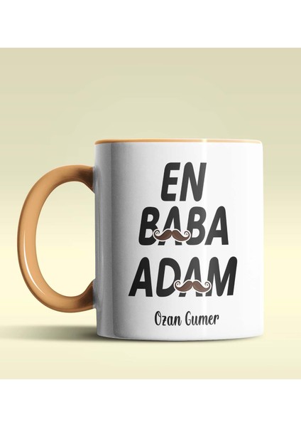 Kişiye Özel En Baba Adam Tasarımlı Turuncu Kupa Bardak