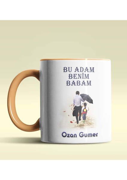 Kişiye Özel Bu Adam Benim Babam Tasarımlı Turuncu Kupa Bardak