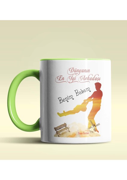 Kişiye Özel Dünyanın En Iyi Arkadaşı 2 Temalı Yeşil Kupa Bardak