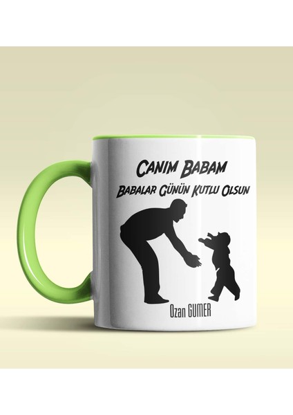 Kişiye Özel Babalar Günün Kutlu Olsun 9 Tema Yeşil Kupa Bardak