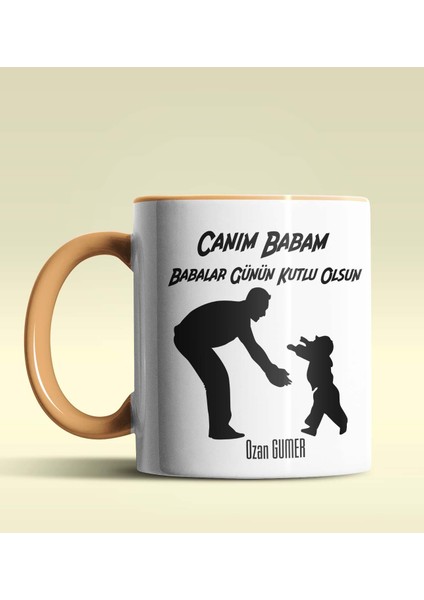 Kişiye Özel Babalar Günün Kutlu Olsun 9 Tema Turuncu Kupa Bardak