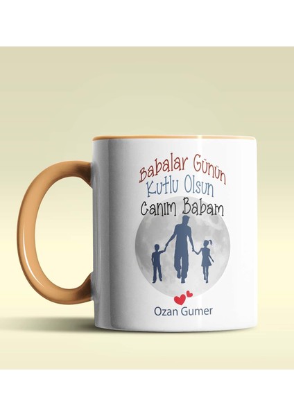 Kişiye Özel Babalar Günün Kutlu Olsun 12 Tema Turuncu Kupa Bardak