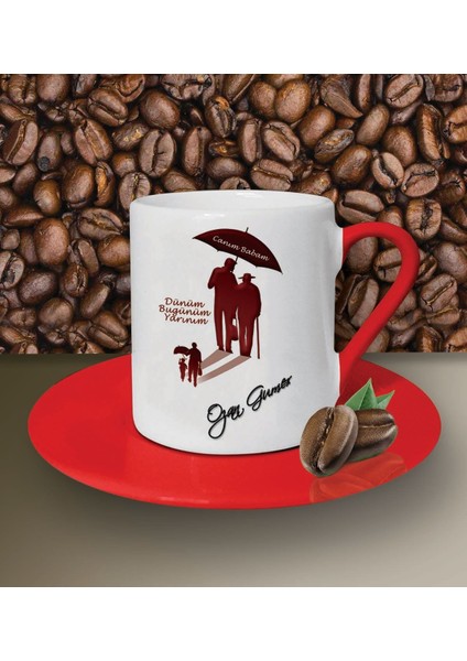 Kişiye Özel Dünüm Bugünüm Yarınım Tasarımlı Beyaz Kahve Fincanı