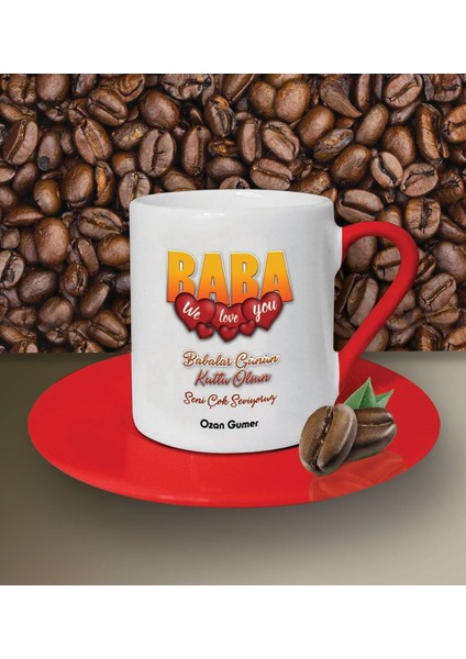 Kişiye Özel Baba Tasarımlı Beyaz Kahve Fincanı