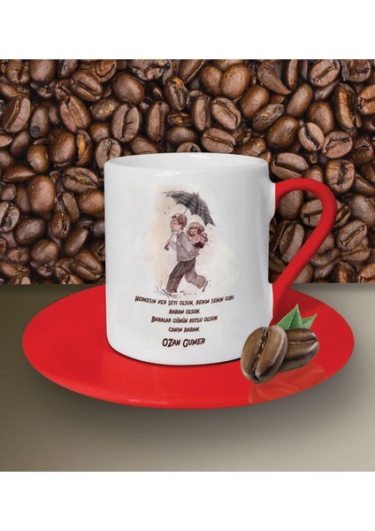 Kişiye Özel Babalar Günü Mesajlı 2 Tasarımlı Beyaz Kahve Fincanı