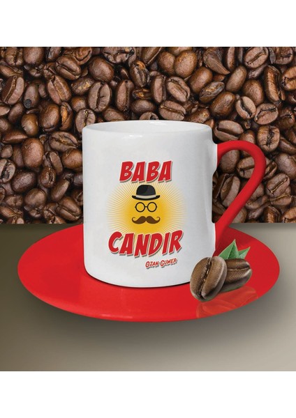 Kişiye Özel Baba Candır Tasarımlı Beyaz Kahve Fincanı