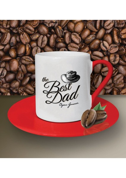 Kişiye Özel The Best Dad Tasarımlı Beyaz Kahve Fincanı