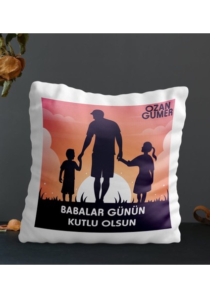 Kişiye Özel Babalar Günün Kutlu Olsun Temalı Kare Yastık