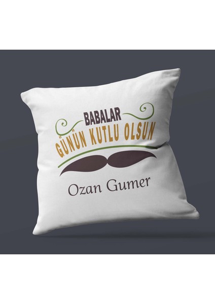 Kişiye Özel Babalar Günün Kutlu Olsun 5 Tasarım Saten Kare Yastık