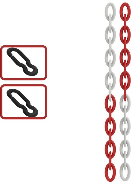 Plastik Zincir - Trafik Zinciri Kırmızı Beyaz 6mm x 25 mt