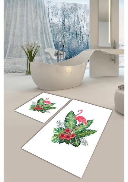 Yıkanabilir Kaymaz Dot Taban 2'li Banyo Paspası ( 50CM x 60CM - 60CM x 100CM) MND1003
