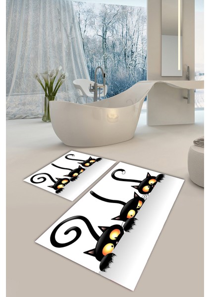 Yıkanabilir Kaymaz Dot Taban 2'li Banyo Paspası ( 50CM x 60CM - 60CM x 100CM) MND1005