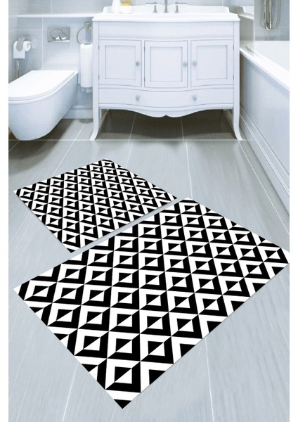 Yıkanabilir Kaymaz Dot Taban 2'li Banyo Paspası ( 50CM x 60CM - 60CM x 100CM) MNP1129