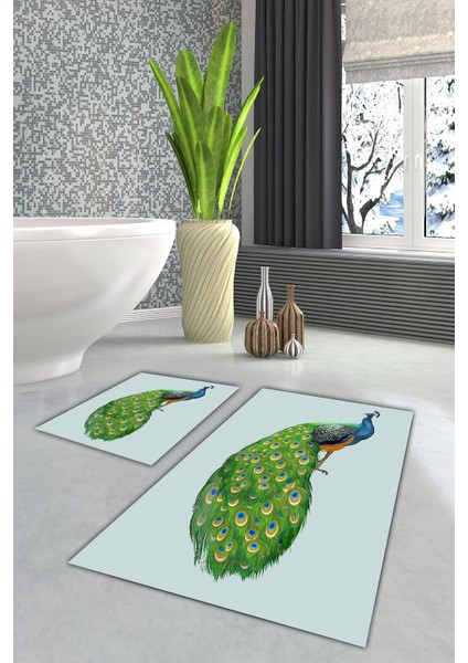 Yıkanabilir Kaymaz Dot Taban 2'li Banyo Paspası ( 50CM x 60CM - 60CM x 100CM) MNP1118