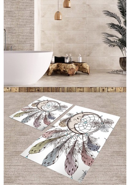 Yıkanabilir Kaymaz Dot Taban 2'li Banyo Paspası ( 50CM x 60CM - 60CM x 100CM) MNP1117