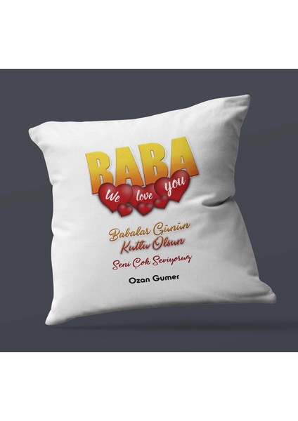 Kişiye Özel Baba Tasarımlı Saten Kare Yastık