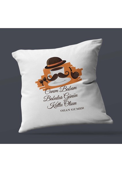 Kişiye Özel Babalar Günün Kutlu Olsun 7 Tema Saten Kare Yastık