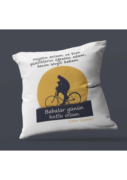 Kişiye Özel Babalar Günü Mesajlı 4 Tasarımlı Saten Kare Yastık