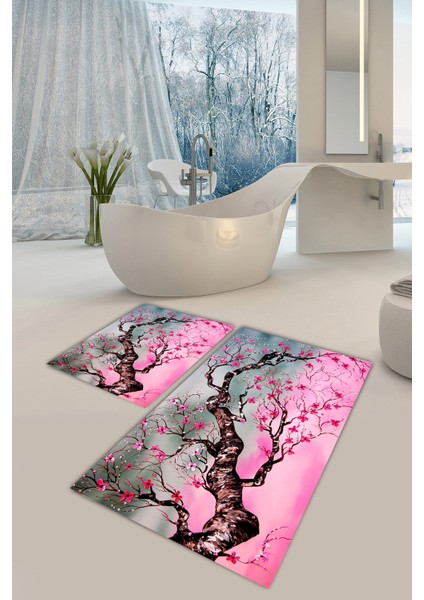 Yıkanabilir Kaymaz Dot Taban 2'li Banyo Paspası ( 50CM x 60CM - 60CM x 100CM) MNP1043