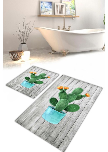 Yıkanabilir Kaymaz Dot Taban 2'li Banyo Paspası ( 50CM x 60CM - 60CM x 100CM) MNP1173