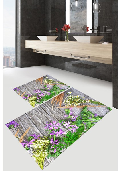 Yıkanabilir Kaymaz Dot Taban 2'li Banyo Paspası ( 50CM x 60CM - 60CM x 100CM) MNP1103