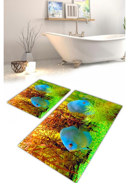 Yıkanabilir Kaymaz Dot Taban 2'li Banyo Paspası ( 50CM x 60CM - 60CM x 100CM) MNP1152
